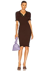 Bottega Veneta Wool Lightweight Rib Dress in Ebony, view 1, click to view large image.