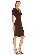 Bottega Veneta Wool Lightweight Rib Dress in Ebony, view 2, click to view large image.