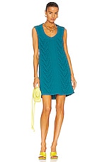 Bottega Veneta Aran Knit Dress in Duck Green, view 2, click to view large image.