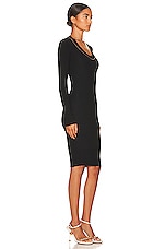 Bottega Veneta Long Sleeve Lightweight Rib Dress in Black, view 2, click to view large image.