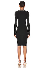 Bottega Veneta Long Sleeve Lightweight Rib Dress in Black, view 3, click to view large image.
