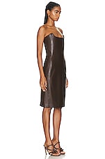 Bottega Veneta Leather Bustier Dress in Dark Milk Chocolate, view 2, click to view large image.