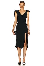 Bottega Veneta Structured Double Melange Dress in Black, view 1, click to view large image.