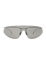 Bottega Veneta Knot Sunglasses in Shiny Silver, view 1, click to view large image.