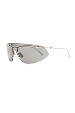 Bottega Veneta Knot Sunglasses in Shiny Silver, view 2, click to view large image.