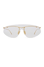 Bottega Veneta Knot Sunglasses in Shiny Gold & Clear, view 1, click to view large image.