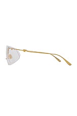 Bottega Veneta Knot Sunglasses in Shiny Gold & Clear, view 3, click to view large image.