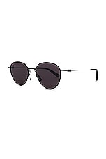 Bottega Veneta Metal Round Sunglasses in Black, view 2, click to view large image.