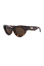 Bottega Veneta Edgy Sunglasses in Havana & Brown, view 2, click to view large image.