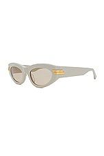 Bottega Veneta Bold Ribbon Cat Eye Sunglasses in White, view 2, click to view large image.