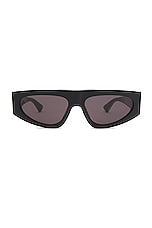 Bottega Veneta Nude Triangle Geometrical Sunglasses in Black, view 1, click to view large image.