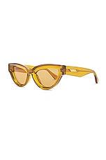 Bottega Veneta Edgy Sunglasses in Shiny Transparent Mustard, view 2, click to view large image.
