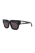 Bottega Veneta Nude Triangle Square Sunglasses in Black, view 2, click to view large image.