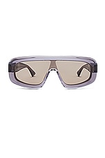 Bottega Veneta Curvy Mask Sunglasses in Grey, view 1, click to view large image.