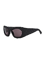 Bottega Veneta Intrecciato Wrap Sunglasses in Black, view 2, click to view large image.