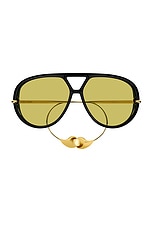 Bottega Veneta Pilot Drop Sunglasses in Black, view 1, click to view large image.