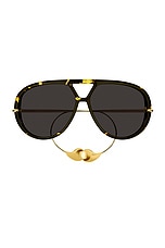 Bottega Veneta Pilot Drop Sunglasses in Havana, view 1, click to view large image.