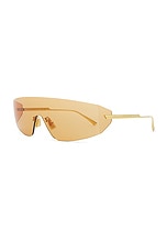 Bottega Veneta Light Ribbon Mask Sunglasses in Gold, view 2, click to view large image.