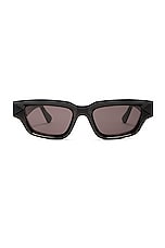 Bottega Veneta Edgy Rectangular Sunglasses in Black, view 1, click to view large image.