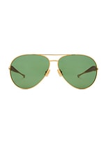 Bottega Veneta Sardine Aviator Sunglasses in Gold, view 1, click to view large image.