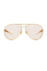 Bottega Veneta Sardine Sunglasses in Shiny Gold, view 1, click to view large image.