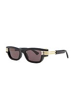 Bottega Veneta Rectangular Sunglasses in Black & Grey, view 2, click to view large image.