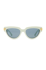 Bottega Veneta Cat Eye Sunglasses in Green, view 1, click to view large image.