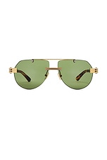 Bottega Veneta Aviator Sunglasses in Gold, Silver, & Green, view 1, click to view large image.