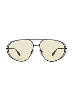 Bottega Veneta Aviator Sunglasses in Black & Yellow, view 1, click to view large image.