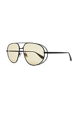 Bottega Veneta Aviator Sunglasses in Black & Yellow, view 2, click to view large image.