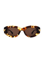 Bottega Veneta Oval Sunglasses in Havana & Brown, view 1, click to view large image.