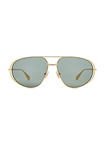 Bottega Veneta Aviator Sunglasses in Gold & Green, view 1, click to view large image.