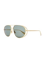 Bottega Veneta Aviator Sunglasses in Gold & Green, view 2, click to view large image.