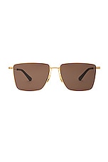 Bottega Veneta Thin Triangle Square Sunglasses in Gold, view 1, click to view large image.