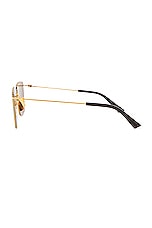 Bottega Veneta Thin Triangle Square Sunglasses in Gold, view 3, click to view large image.