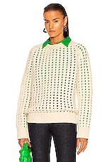 Bottega Veneta Open Cable Knit Sweater in Chalk, view 1, click to view large image.