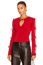 Bottega Veneta Rib Velvet Sweater in Scarlet, view 1, click to view large image.