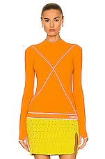 Bottega Veneta Technoskin Elastic Sweater in Tangerine, view 2, click to view large image.
