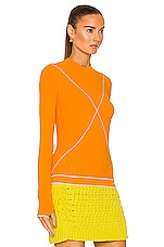 Bottega Veneta Technoskin Elastic Sweater in Tangerine, view 3, click to view large image.