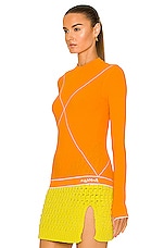 Bottega Veneta Technoskin Elastic Sweater in Tangerine, view 4, click to view large image.