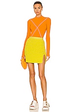 Bottega Veneta Technoskin Elastic Sweater in Tangerine, view 6, click to view large image.