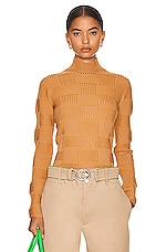 Bottega Veneta Lightweight Turtleneck Sweater in Camel & Butterscotch, view 1, click to view large image.