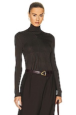 Bottega Veneta Knit Sweater in Dark Chestnut & Black, view 2, click to view large image.