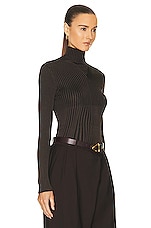 Bottega Veneta Knit Sweater in Dark Chestnut & Black, view 3, click to view large image.