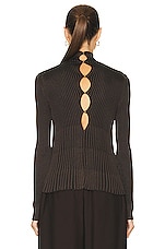 Bottega Veneta Knit Sweater in Dark Chestnut & Black, view 4, click to view large image.