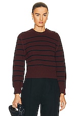 Bottega Veneta Striped Rib Knit Sweater in Merlot & Midnight Blue, view 1, click to view large image.