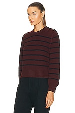 Bottega Veneta Striped Rib Knit Sweater in Merlot & Midnight Blue, view 3, click to view large image.