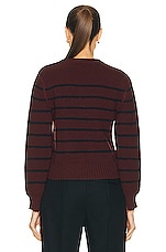 Bottega Veneta Striped Rib Knit Sweater in Merlot & Midnight Blue, view 4, click to view large image.