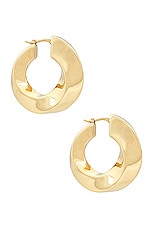 Bottega Veneta Circle Earring in Gold, view 3, click to view large image.