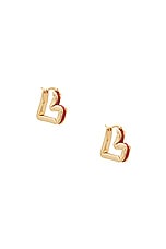 Bottega Veneta Heart Earring in Gold & Chili, view 1, click to view large image.